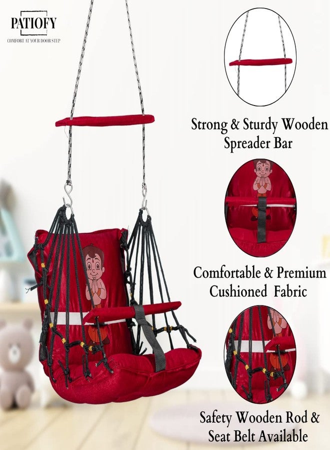 Patiofy Baby Swing | Hanging Swing for Kids | Jhula for Baby | Suitable for Indoor and Outdoor | Weight Capacity 10-15 Kg | Portable | Age Group 4-8 Years (Red) - Image 5